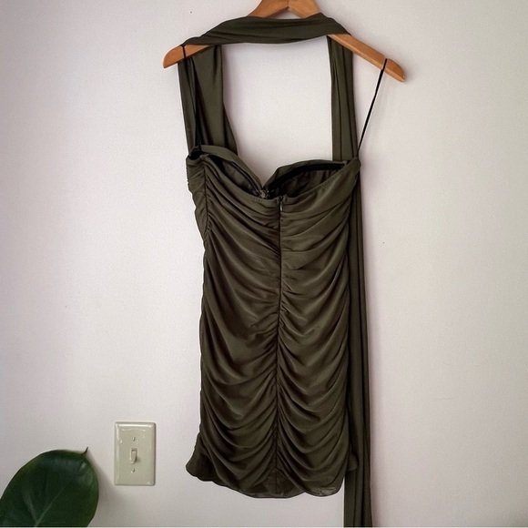 HELLO MOLLY MEET ME IN THE CLUB MINI DRESS KHAKI NEW SIZE 8 cocktail ruched - Picture 5 of 7